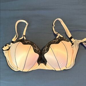 Victoria's Secret Cream and Black Lace Bra